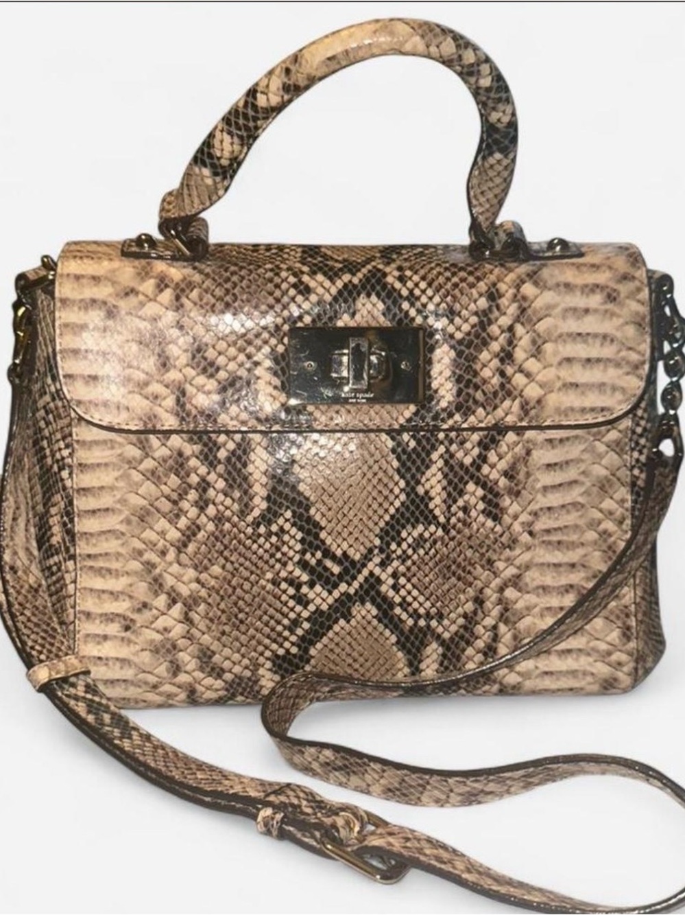 Kate Spade Nadine Snake-Print Top Handle Satchel w/ Crossbody strap